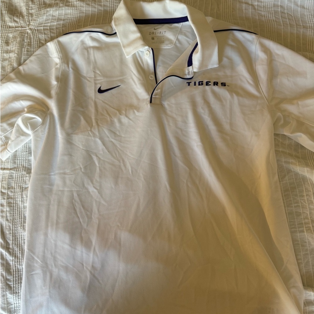 Nike Men's White Polo with Navy Accents